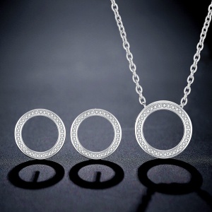 Set Bijuterii Din Argint 925, Cercei Si Colier Cu Cerc Zirconii SET96S - Img 3