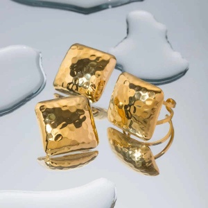 Set Cercei Și Inel Femei, Placat Aur 14K, Model Vintage Modern, Accesorii Elegante S71F - Img 2