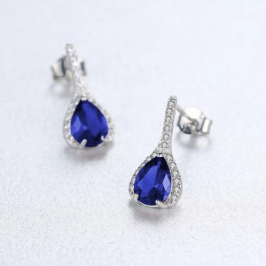 Set Cercei si Lantisor Din Argint S925 Zirconiu Safir Duchess Blue Set364C - Img 4
