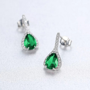 Set Cercei si Lantisor Din Argint S925 Zirconiu Verde Smarald Duchess Set279C - Img 6