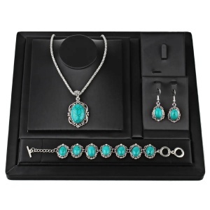 Set Colier Cercei si Bratara cu Pietre Turcoaz Retro Femei cod SET121CLA - poza 3