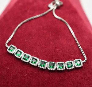 Bratara Din Argint Cu Elemente Zirconii Verde- ARG393K - Img 2