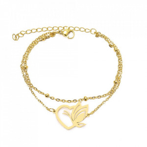 Bratara Inox Auriu Model Heart Butterfly -N6993 - Img 3