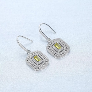 Cercei ARGINT Yellow Crystal Patrat Arg398A - Img 6