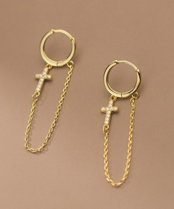 Cercei Din Argint Gold CRUCE cod ARG390M