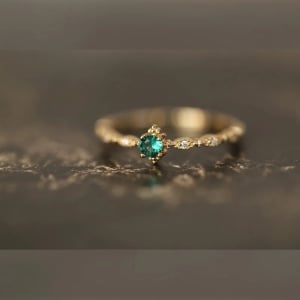 Inel Argint 925 Aurit, Piatră Precioasă Verde – Design Clasic și Rafinat Cod Arg69E - Img 1