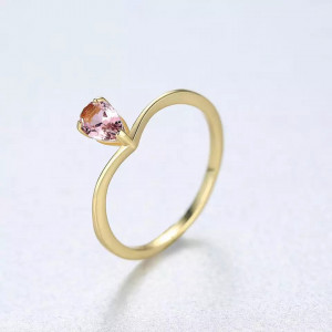 Inel Argint cu Zirconiu Lady Modern Pink/Roz placat cu aur - ARG397H - Img 2