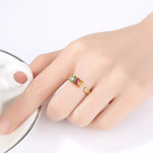 Inel Argint reglabil finut -Multicolor placat cu aur- ARG397G - Img 8