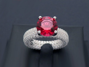Inel din argint Perfect Engagement Ring Red Round Diamond ARG210 - Img 2