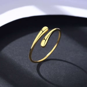 Inel Femei Placat Aur, Model Lacrima, Minimalist, Argint 925, Reglabil, Potrivit Pentru Evenimente Elegante, Stil Clasic Si Modern, Cadou Deosebit Arg183E - Img 1