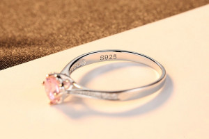 Inel romantic de logodna din argint cu zirconiu roz cod ARG305A - Img 5