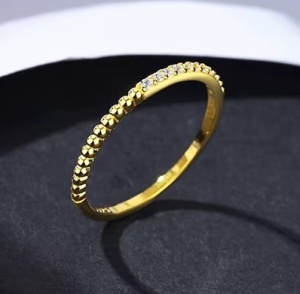 Inel Subtire Din Argint 925 Placat Aur 14K, Model Fin Cu Pietre Zirconiu, Verigheta Delicata Pentru Femei arg70E