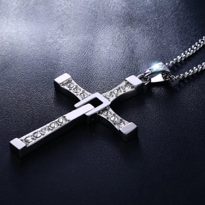 Lant Barbatesc din Inox cu Pandantiv Cruce – Model Inspirat din Fast & Furious, Stralucitor si Impunator LC01ARG - Img 2
