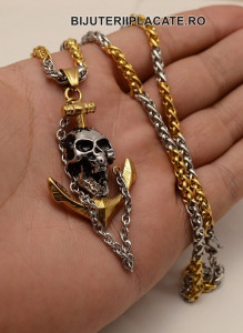 LANT CU PANDANTIV INOX -SKULL- PATINAT ARTIFICIAL LC223 - Img 1