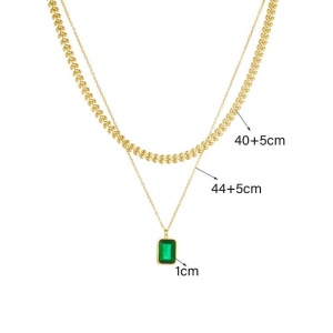 Lant din Inox Placat cu Aur cu Pandantiv Piatra Verde – Colier Elegant pentru Femei L223C - Img 4