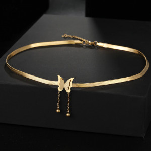 Lantisor Inox Butterfly --- FLUTURE - Placat Cu Aur N3725 - Img 4