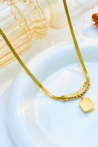 Set Bijuterii Placat Aur 18K, Lant 39+5cm, Bratara 17+5cm, Cercei si Piatra Verde Smarald S79X - Img 5
