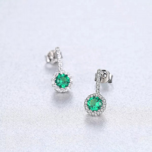 Set Cercei si Lantisor Din Argint S925 Zirconiu Smarald Green Set112E - Img 2