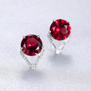 Set Cercei si Lantisor Din Argint Zirconiu Rubin Gemstone Dainty Rosu Set381V - Img 5