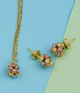 Set Colier Si Cercei Din Argint Placat Aur Bilute Multicolore SET402D - Img 2