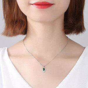 Set Colier si Cercei Din Argint Water Drop Verde/Green Zirconiu SET308C - Img 5