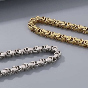 Set Lant si Bratara Barbati, Otel Inoxidabil, Model Versace, Auriu sau Argintiu, Stil Elegant si Masculin Cod S194A - Img 4