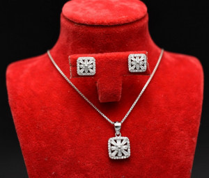 Set Lantisor Finut Din Argint Si Cercei cod Set119 - Img 4