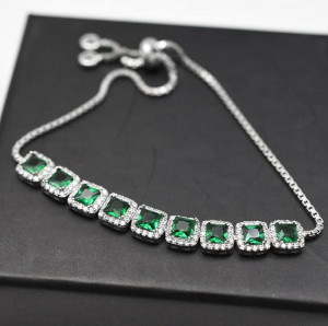 Bratara Din Argint Cu Elemente Zirconii Verde- ARG393K - Img 3