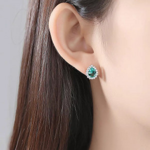 Cercei ARGINT CU Zirconiu Verde Green Emerald arg262C - Img 3