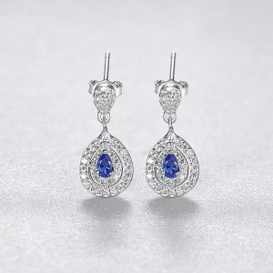 Cercei din argint 925 Safir Albastru- ARG398L - Img 1