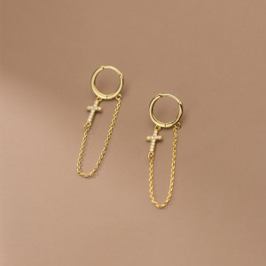 Cercei Din Argint Gold CRUCE cod ARG390M - Img 2