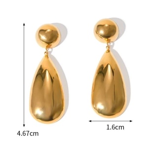 Cercei Lungi Femei, Model Picatura, Inox Placat Aur, Elegant Placat aur de 18k cod 329C - Img 5