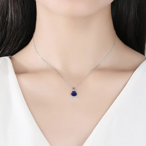 Colier din argint cu pandantiv Blue Sapphire ARG25F - Img 2