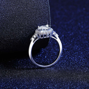 Inel Argint --Round Elegance Moissanite natural- ARG295A - Img 4
