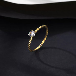 Inel din Argint de Logodna Trendy Simple Gold-- Arg398P - Img 2