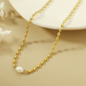 Lant Placat Aur 18K Cu Perla – Eleganta Deosebita - L83D - Img 2