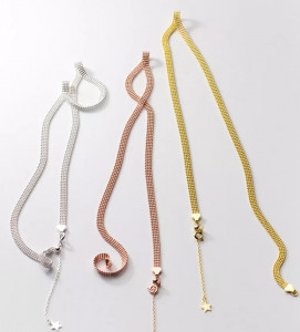 Lantisor Din Argint Placat Aur Choker --- Bead Laser --- Arg401C - Img 4