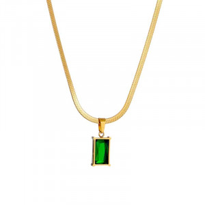 Lantisor Inox Auriu Snake Verde - N1695 - Img 2