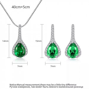 Set Cercei si Lantisor Din Argint S925 Zirconiu Verde Smarald Duchess Set279C - Img 8