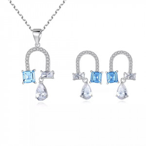 Set Colier si Cercei Din Argint Piatra Blue Gem SET399K - Img 6