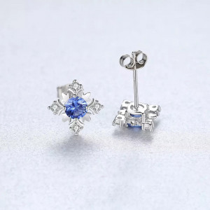 Set Colier si Cercei Din Argint Piatra Fulg De Zapada -Albastru- SET399G - Img 2