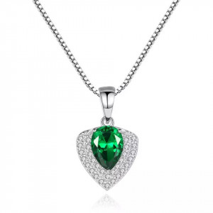 Set Colier si Cercei Din Argint Water Drop Verde/Green Zirconiu SET308C - Img 6