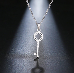 Set Lant+ pandantiv Lover's Fashion Key SILVER---FINUT --- Cod LC232F - Img 1