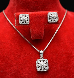 Set Lantisor Finut Din Argint Si Cercei cod Set119 - Img 1