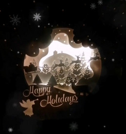 Shadowbox Happy Holidays - Încadrează-ți sărbătorile cu acest decor montan fermecător, perfect pentru un Crăciun plin de bucurie.
