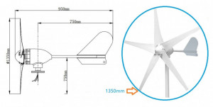 Turbina eoliana orizontala 500W - 12/24V 