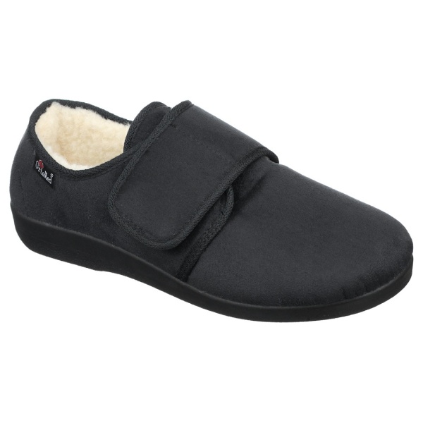 Pantofi de casa, ortopedici, imblaniti, OrtoMed 852-T44 negru