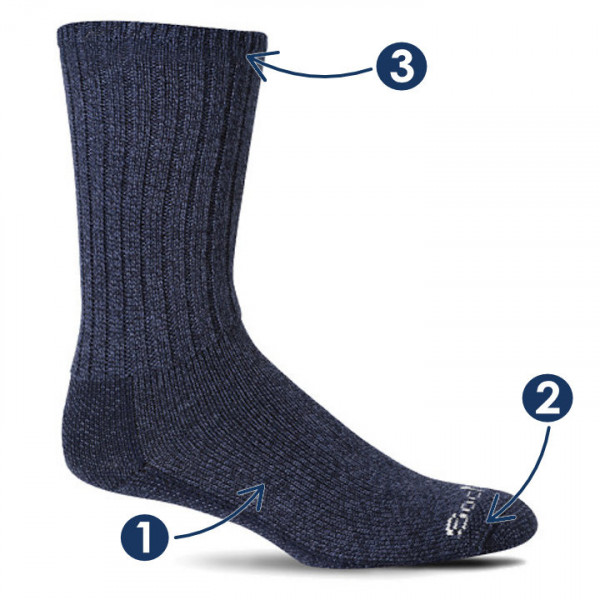 Sosete pentru diabetici, cu lana merinos, SockWell® 5b600 bleumarin