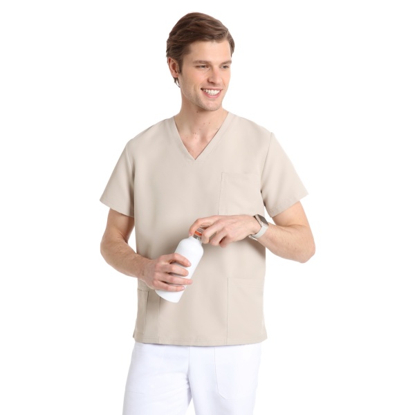 Bluze medicale care nu se calca, Quick Smart bej, maneca scurta
