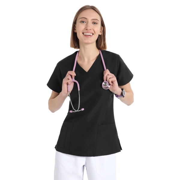 Bluze medicale autoclavabile, Quick Power negre, maneca scurta